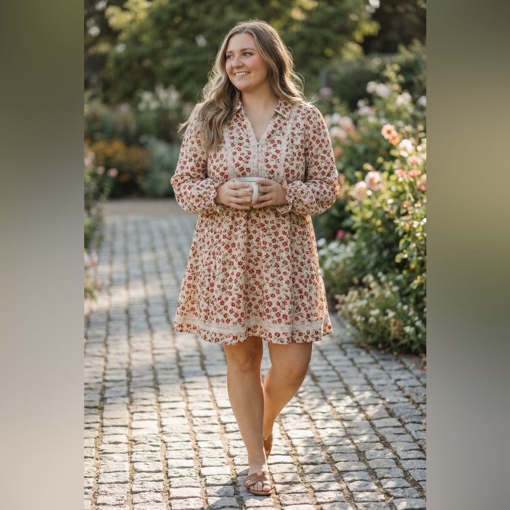 Very J Floral Long-Sleeve Dress